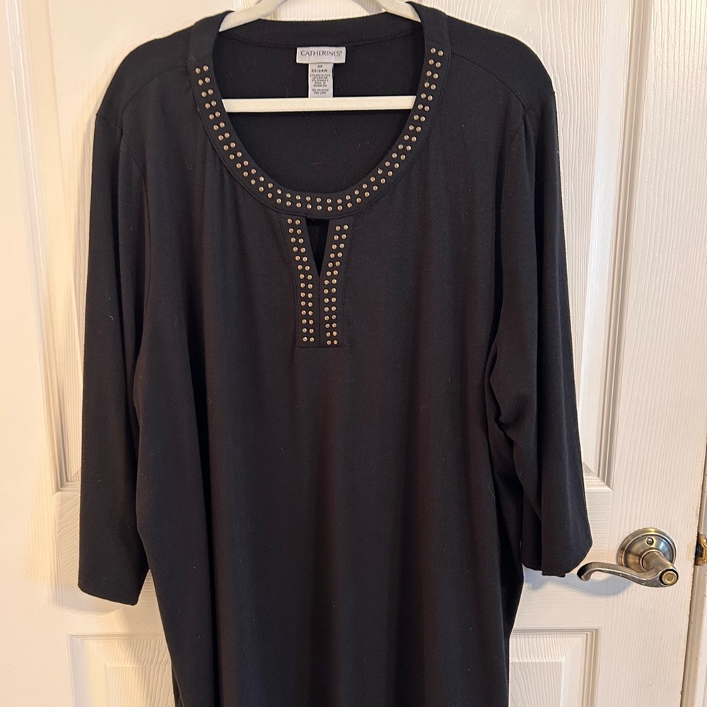 Catherines Black Studded Women's Tunic with straight hem.
